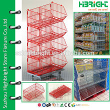 wire stacking storage basket with wheels